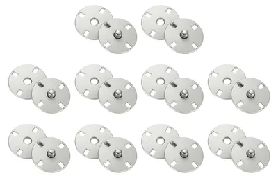 Produktbild von 10 Sets Nähknöpfe - Unsichtbare Druckknöpfe aus Metall - Zum Annähen - Silber 18 mm