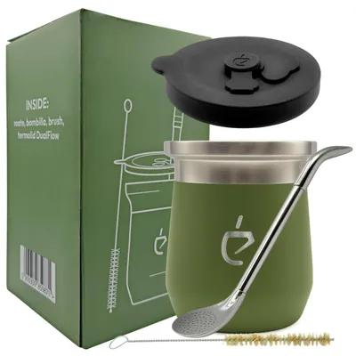 Zdjęcie produktu dla Zestaw do yerba mate Termolid DualFlow PRO Forest Green