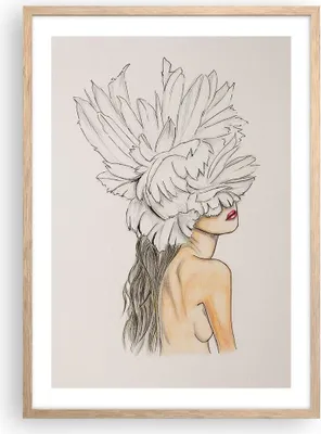 Produktbild von Gerahmtes Poster - Rahmen in heller Eiche - Mode Frau Zeichnung - 50x70 cm - Wand Bild - Wanddeko - Wandbilder - Kunstposter - Wandposter - Bilderrahmen - Bilder - Kunstdruck - P2NPA50x70-4873