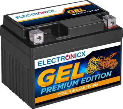 Obrázok produktu pre Motocyklová batéria Electronicx GEL 12 V 4 Ah – kompatibilná s modelmi 50314, CBTX4L-BS, GT4L-BS, YTX4L-BS
