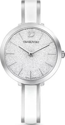 Image de Swarovski Crystalline Delight montre en blanc, bracelet métallique en acier inoxydable L'élégance suisse rencontre un design étincelant, numéro d'article 5580537