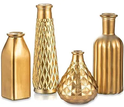 Produktbild von Glasvasen Set aus 4 für Hochzeiten und Heimdekoration - Goldfarben