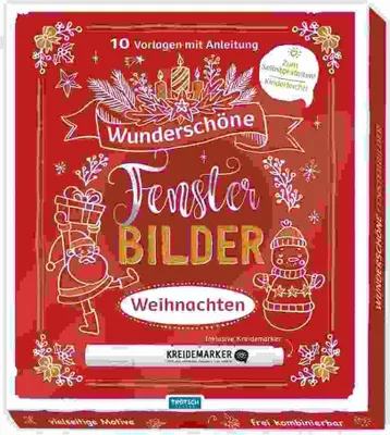 Obrázok produktu pre Trötsch Wunderschöne Fensterbilder mit Kreidemarker Mappe mit Vorlagen und Kreidemarker Weihnachten