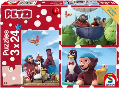 Produktbild von 3 x 24 Teile Schmidt Spiele Kinder Puzzle Petzi Beste Freunde 56230