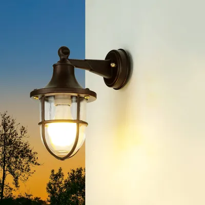 Produktbild von Wandleuchte außen Rostbraun antik Glas Messing E27 IP64 Maritim Haus Hof Außenwandlampe SANTORIN