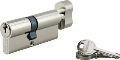 Productafbeelding van Cilinderslot, profielserie Eco, nikkel, met knop, dubbel, 40 x 40 mm - 3 sleutels