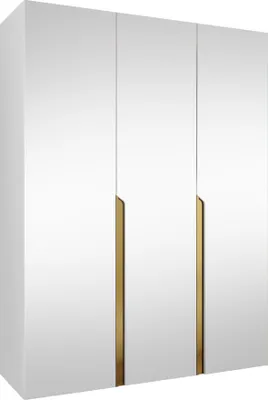 Produktbild von MIRJAN24 Kleiderschrank Mila 3 150 mit Spiegel, Schlafzimmer, Kleiderschrank, mit drei Drehturen und mit zwei Kleiderstange, Modern, Garderobenschrank (Farbe: Weiß + Gold)