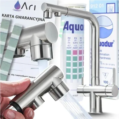 Immagine prodotto di Rubinetto da cucina Ari Venom 2 con doccetta estraibile, attacco per filtro acqua, beccuccio girevole a 360 gradi, inox