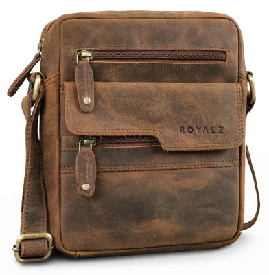 Produktbild von ROYALZ "Oregon" Leder Umhängetasche Herren Klein – Kompakte Echtleder Herrentasche Vintage, Kleine Schultertasche Herren, Crossbody Bag Leder, Messenger Bag Männer