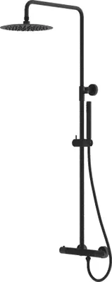 Produktbild von Lavita Orion Matt Schwarz thermostatische Duschset | Duschen Komplette Dusche Aufputz-Duschgarnitur mit Regendusche| Duschbrause Set Armatur Modernes Design