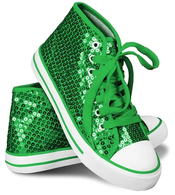 Produktbild von Pailletten Sneaker High Top in 17 Farben für Party, Festival & Kostüm | Dunkelgrün, 39