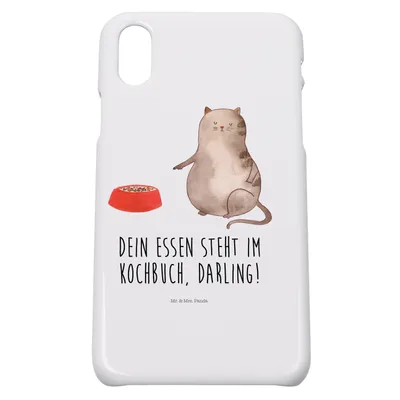 Produktbild von Mr. & Mrs. Panda Iphone 10 Handyhülle Katze Fressen - Weiß - Geschenk, Handy, Hülle, Cover, X