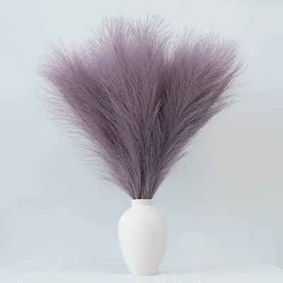 Immagine prodotto di Erba di Pampas artificiale, color viola, 30 steli, 55 cm, decorazione senza pelucchi