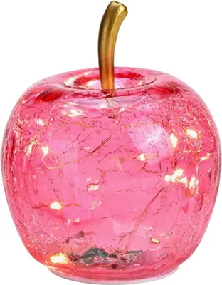 Produktbild von LED Dekolampe Apfel Glas 10er LED Lichterkette Timer Ø 11cm pink/rosa