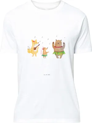 Produktbild von Mr. & Mrs. Panda S T-Shirt Waldtiere Aloha - Weiß - Geschenk, Tshirt, Jersey-Shirt, Hase, Wald, Lachen, Shirt, oberteil, Musik, Lustige Sprüche, Tanzen