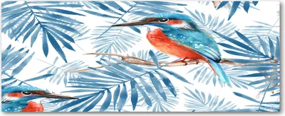 Produktbild von Tulup® Leinwandbild - 125x50 cm - Wandkunst - Drucke auf Leinwand - Leinwanddruck  - Tiere - Blau - Pflanzen und Vogel