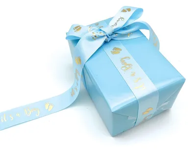 Imagen del producto de Dekoband, color azul y dorado, 1 rollo, ideal para fiestas de revelación de género (baby shower)