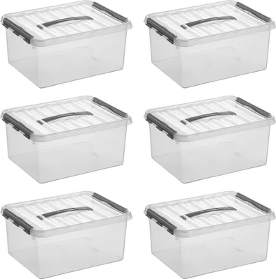 Produktbild von Sunware Q-line Aufbewahrungsbox Transparent/Grau 15 Liter - Set mit 6 Stück