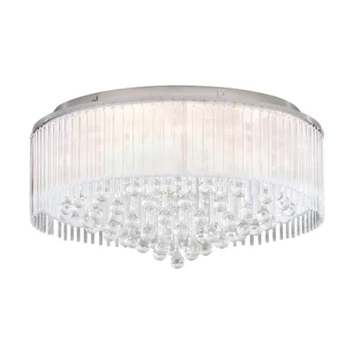 Image de Plafonnier LED cristal Montesilvano 8 lampes chrome