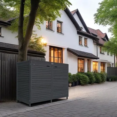 Produktbild von Mülltonnenbox Mülltonnenverkleidung 240L aus Holz imprägniert in anthrazit Müllcontainer Mülltonnenschrank Mülltonne ADRIA24 (2 Tonnen)