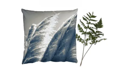 Produktbild von MuchoWow® Zierkissen Sofakissen Wohnzimmer Dekokissen 45x45 cm Pampasgras - Schwarz - Weiß - Natur - Schlafpolster - Polster für das Sofa