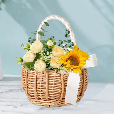 Produktbild von Geflochtene Blumenkorb - Dekoration für Hochzeit - 1 Stück Rutenkorb