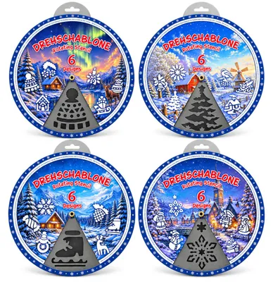 Productafbeelding van com-four® 4 schaartemplates voor sneeuwspuit, met 24 wintermotieven
