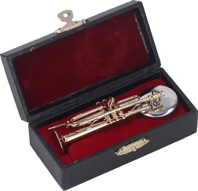 Zdjęcie produktu dla Miniaturowa trąbka, model miniaturowej trąbki, mosiężna miniaturowa trąbka, mosiężna ozdoba trąbki, replika trąbki, miniaturowy instrument muzyczny