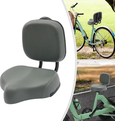 Produktbild von Komfort Fahrradsattel - Mit Rückenlehne - Extra breit - Weiche Polsterung - Stoßdämpfend - Für Dreirad, Rennrad und E-Bike - Hellgrau