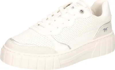 Produktbild von Mustang Damen Sneaker Court Metallic Optik Lochmuster Plateau 1446-301, Größe:40 EU, Farbe:Silber