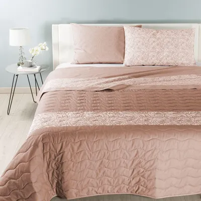 Tagesdecke Sweet Roses, Baumwolle, Taupe, Einzelbett, 1 Stück