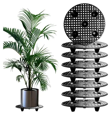Produktbild von 8 Stück runde Topfuntersetzer für Pflanzen, 30 cm Durchmesser, Kunststoff Blumentopfunterlagen, Drainage-Mesh für Innen- und Außenbereich