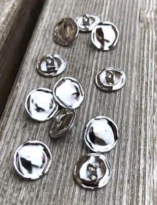 Metallknöpfe mit Öse, silber, 10 Stück, 15 mm