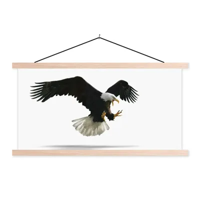 Produktbild von MuchoWow® Textilposter Adler - Vogel - Weiß 60x30 cm mit holzfarbenen Rahmen - Dekoration