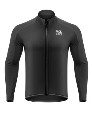 Produktbild von ROCKBROS Radtrikot Langarm Herren Thermo Fahrradtrikot mit Fleece, winddicht für Rennrad MTB Gravel Schwarz EU Größe 3XL