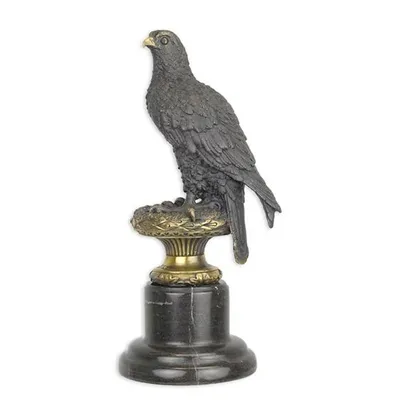 Produktbild von Bronzefigur Skulptur Adler auf Marmorsockel bronze 31 cm 3,1 kg