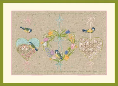 Immagine prodotto di Set per punto croce "Cuori di primavera", schema contato, 46x31cm