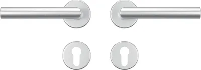 Produktbild von AXA Türbeschlagset für Innentüren - Klickfeder, Türgriff aus Aluminium, mit Zylinderbohrung, Türgriff mit runder Rosette