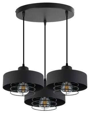 Produktbild von KAR-LIGHTING Pendelleuchte 3-flammig Schwarz, Metall – höhenverstellbar für Esszimmer & Küche, E27-Fassung