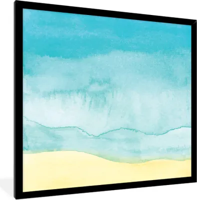 Produktbild von MuchoWow® MuchoWow® Gerahmtes Poster Strand - Meer - Aquarell 40x40 cm - Poster mit zchwarzem Bilderrahmen - Mit Rahmen - Wanddekoration Schlafzimmer