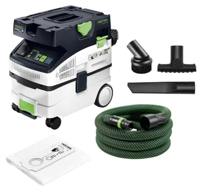 Produktbild von Festool CTM MIDI I CLEANTEC Absaugmobil 1200 Watt 15 l Staubkl. M + D 27 / D 36 D-RS Düsen Reinigungsset