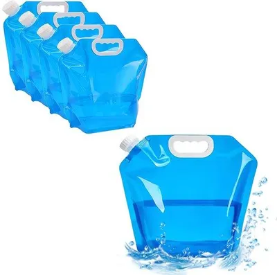 Image de Unyqoos® Bidon pliable de 5 litres – Récipient en PVC sans BPA, résistant aux températures de -20 à 60°C, avec bouchon à vis étanche, idéal pour le camping et les activités de plein air