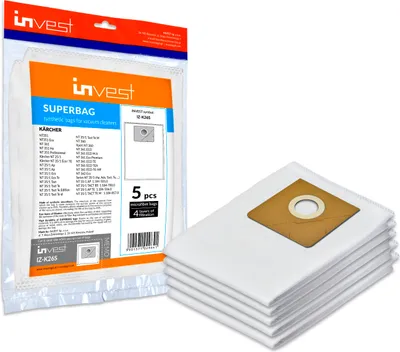 Image de Invest 5 sacs à poussière pour Kärcher NT 35/1 Tact NT 351 Eco remplacement 6.907-479.0