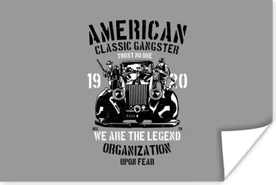 Produktbild von MuchoWow® Poster Mancave - Auto - Schwarz - Weiß - Grau - Vintage 120x80 cm - Bilder