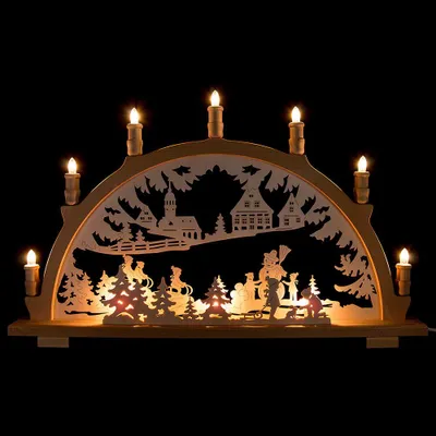 Immagine prodotto di Arco di candele per bambini d'inverno (66x41 cm) di Kunstgewerbe Lenk & Sohn