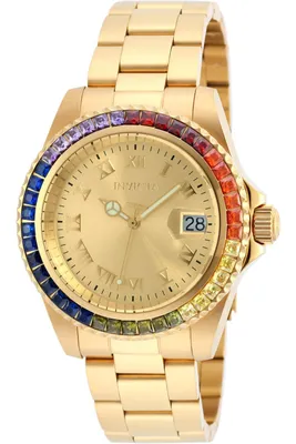 Obrázek produktu pro Invicta Angel 20022 Dámské Hodinky - Quartz Hnutí - Nerezová Ocel s Zlatým Ciferníkem - 40 mm