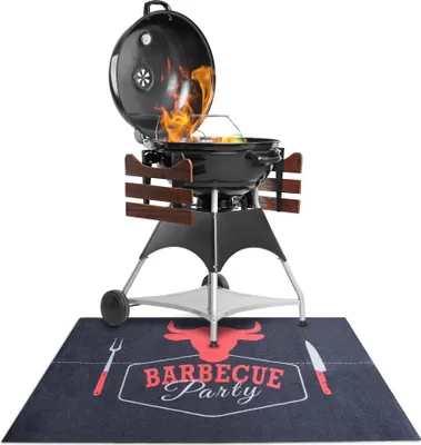 Produktbild von Primaflor BBQ Bodenschutzmatte BARBECUE Schwarz 90x120cm - Strapazierfähige Grill-Fußmatte, Rutschhemmende Grillmatte, Outdoormatte & Grillteppich