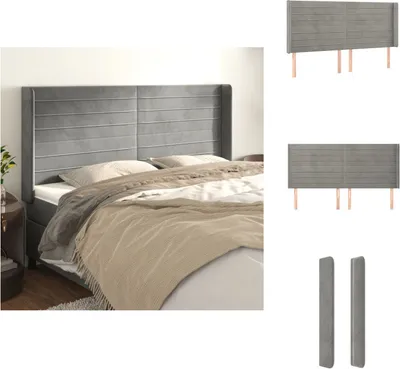 Produktbild von vidaXL Kopfteil mit Ohren Hellgrau 163x16x118/128 cm Samt -  Kopf- & Fußenden