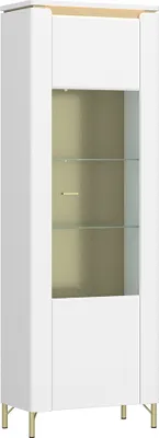 Produktbild von Vitrine in weiß mit goldfarbenen Akzenten LUKA-129