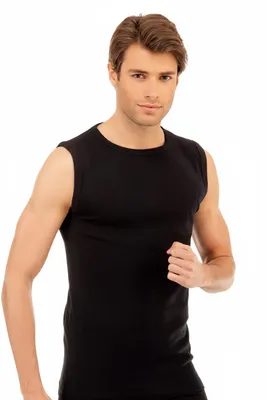 Produktbild von 2 Stück Herren T-Shirt Rundhals-Ausschnitt O-Neck Ärmellos Einfarbig Uni1006